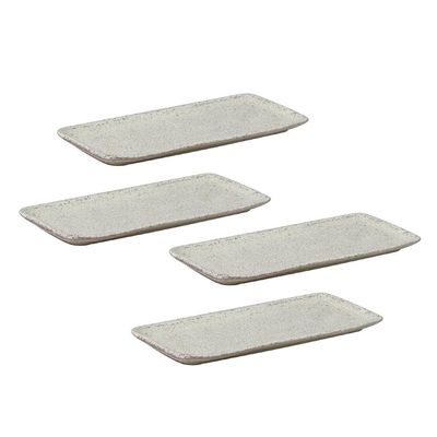 Conjunto de Travessas Retangulares Médias Orgânico Pistache 33x13cm 4 peças Porto Brasil Cinza