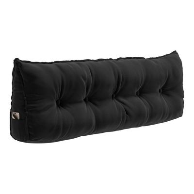 Almofada Para Cabeceira Encosto Apoio Lombar Spot 195cm Com Porta Celular Veludo - Abmaza Cor Preto