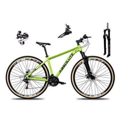 Bicicleta Aro 29 Absolute Nero 5 Câmbio Shimano 24v Acera K7 Garfo Com Trava Freio A Disco Verde Tam: 15