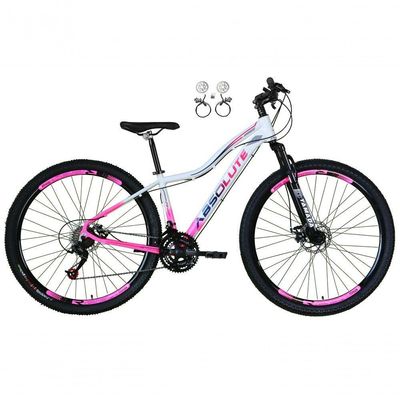 Bicicleta Aro 29 Absolute Hera Feminina Alumínio 21v Freio Hidraulico Garfo Suspensão Mtb branco-rosa Tam: 15