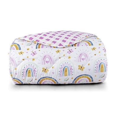 Edredom Joy Kids Infantil Solteiro 01 Peça Micropercal 200 Fios Dupla Face Estampado - Rainbow Rosa - 100% Poliéster