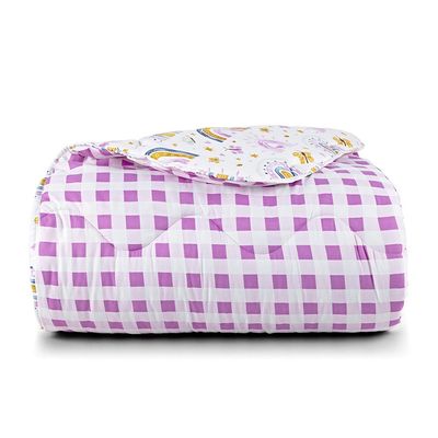 Edredom Joy Kids Infantil Solteiro 01 Peça Micropercal 200 Fios Dupla Face Estampado - Rainbow Rosa - 100% Poliéster