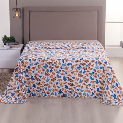 Lençol de Cima Avulso Luar Estampado Queen 01 Peça Malha 100% Algodão - Borboleta