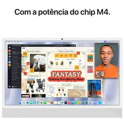 iMac 24", Tela Retina 4.5K Apple, Processador M4, (16GB RAM, SSD de 256GB) - Prateado