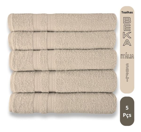 Kit 5 Toalhas Super Grossa E Felpuda 80x150cm Camurça Beka