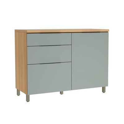 Balcão de Cozinha com Tampo Marquesa 100% MDF 1 Porta 3 Gavetas Verde e Nature