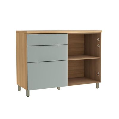 Balcão de Cozinha com Tampo Marquesa 100% MDF 1 Porta 3 Gavetas Verde e Nature