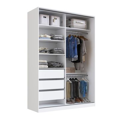 Guarda Roupa Solteiro Branco 165x59,8x235cm 2 Portas RC2002 Emovell