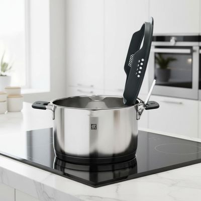Jogo de Panelas em Aço Inox Zwilling Simplify 5 Peças com Suporte de Tampa e Escoamento Integrado