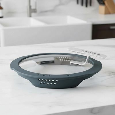 Jogo de Panelas em Aço Inox Zwilling Simplify 5 Peças com Suporte de Tampa e Escoamento Integrado
