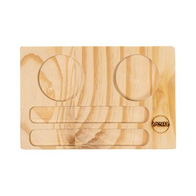 Conjunto Patezeira Wooden Glow 18x12cm em Madeira Pinus com 2 Molheiras e Espátulas Brancas