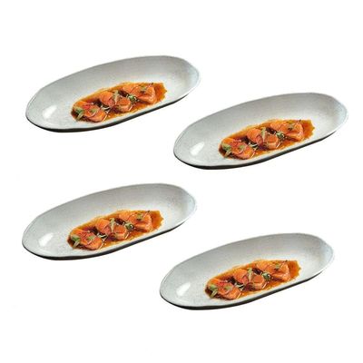 Conjunto de Travessas Ovais Grandes Orgânico Echo 32x16cm 4 Peças Porto Brasil Branco