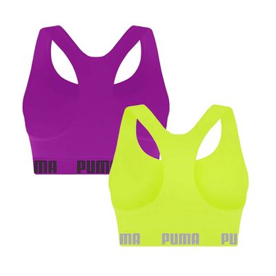 Kit 2 Tops Puma Nadador Sem Costura Feminino G / Roxo/Verde