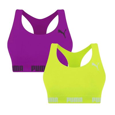 Kit 2 Tops Puma Nadador Sem Costura Feminino G / Roxo/Verde