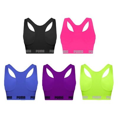Kit 5 Tops Puma Nadador Sem Costura Feminino M / Verde/Roxo