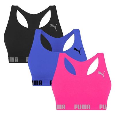 Kit 3 Tops Puma Nadador Sem Costura Feminino G / Rosa e Azul