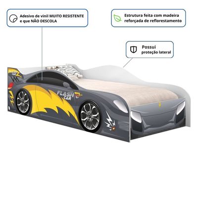 Cama Solteiro Infantil 197x91,5cm para Quarto Personagens Carro Chumbo K02 - D'Rossi
