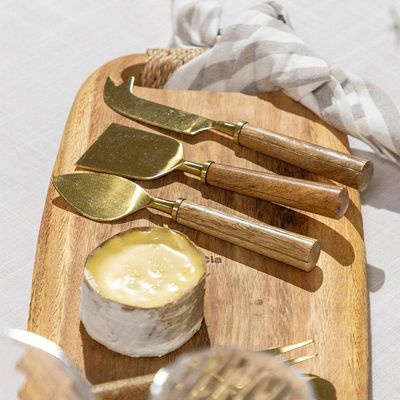 Conjunto De Talheres Copa E Cia Para Queijo 3 Peças Garbo Goldwood
