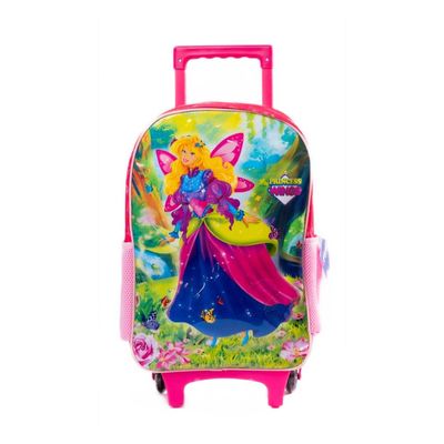 Mochila Infantil com Rodinhas Princess Wings Rosa 17 Litros