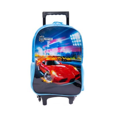 Mochila Infantil com Rodinhas Corrida de Carros 17 Litros
