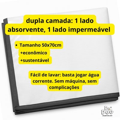 Tapete Higiênico Pet Lavável Reutilizável - Absorvente e Impermeável Para Cães e Gatos – Antivazamento 70x50cm
