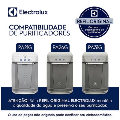 Kit 3 Filtros/Refis ORIGINAIS para Purificador de Água PA21G / PA26G / PA31G Electrolux Não se aplica