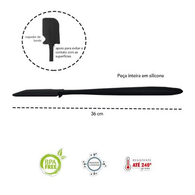 Luva Profissional Silicone Colher e Espatula Preto Kit 3un