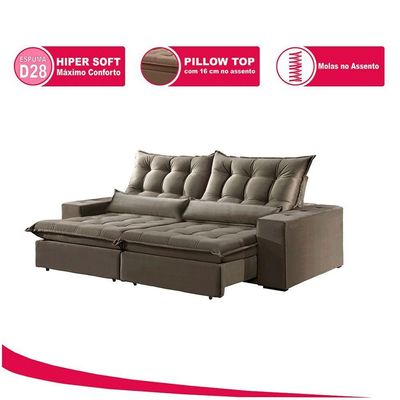 Sofá 2 Lugares Retrátil Venus 2.00m Cinza Cinza