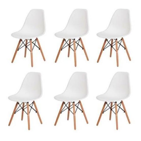 Cadeira De Jantar Decoreshop Charles Eames Dkr Eiffel, Estrutura De Cor  Branco, 6 Unidades