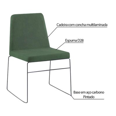 Kit 6 Cadeiras Decorativa Sala de Jantar Anne Linho Verde - Gran Belo
