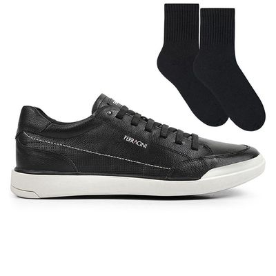 Kit Sapatênis Ferracini Star Masculino + Par de Meia 37 / Preto