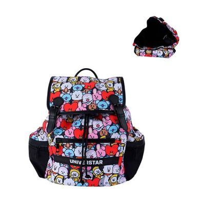Mochila Preta de Costa Infantil Tipo Saco Personagens BT21