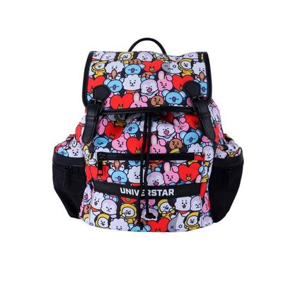 Mochila Preta de Costa Infantil Tipo Saco Personagens BT21
