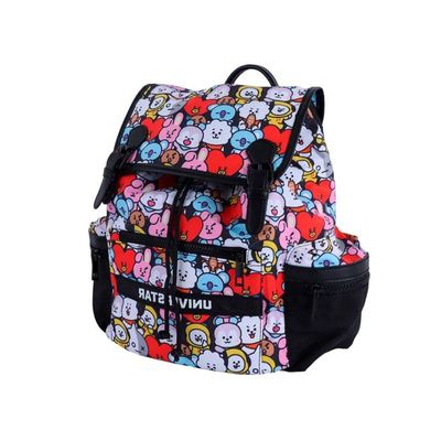 Mochila Preta de Costa Infantil Tipo Saco Personagens BT21