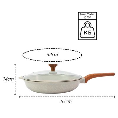 Frigideira Antiaderente Cerâmico Temperatti Bianco CMTV 32cm