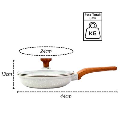 Frigideira Antiaderente Cerâmico Temperatti Bianco CMTV 24cm