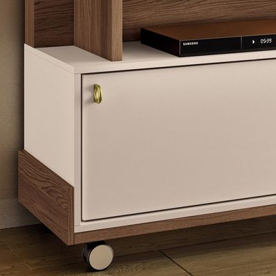 Estante Painel Para TV 65 Pol com Rodízios Cloud B01 Castanho Off White - Lyam Decor