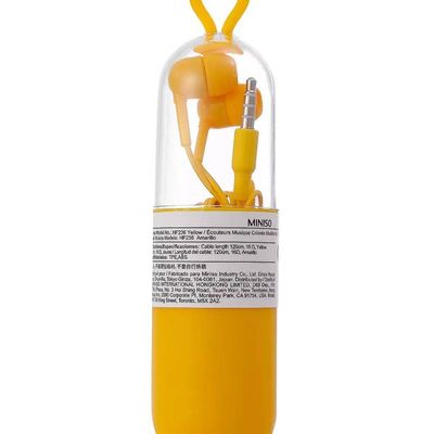 Fone de Ouvido Amarelo Confortável c/ Fio Estojo Conector P2