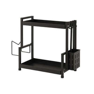 Organizador Multiuso Preto de Metal 2 Andares com Suporte