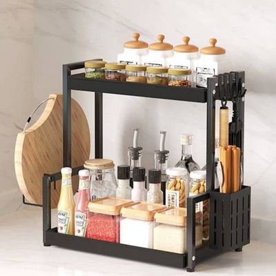 Organizador Multiuso Preto de Metal 2 Andares com Suporte