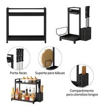 Organizador Multiuso Preto de Metal 2 Andares com Suporte