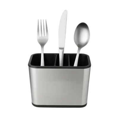 Porta Talheres de Aço Inox 03 Divisões Sistema de Drenagem