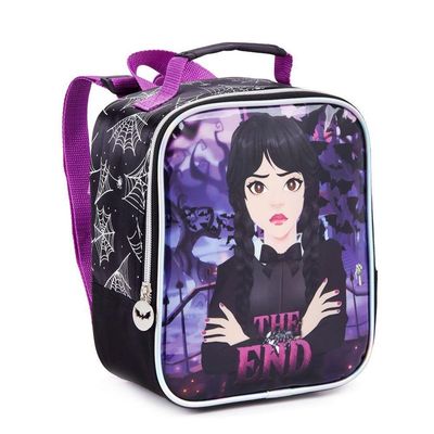Kit Mochila Rodinha Lancheira Estojo Wandinha Addans