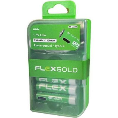 Pilha Recarregável Aaa 1.5v 1200mah C-4 Pilhas Flex