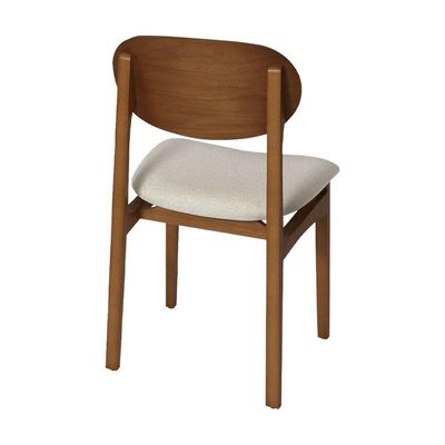 Conjunto 6 Cadeiras De Jantar Samba Elegante Madeira Jequitibá Nozes Linho Bege