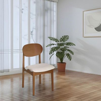 Conjunto 6 Cadeiras De Jantar Samba Elegante Madeira Jequitibá Nozes Linho Bege