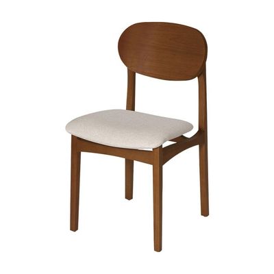 Conjunto 6 Cadeiras De Jantar Samba Elegante Madeira Jequitibá Nozes Linho Bege