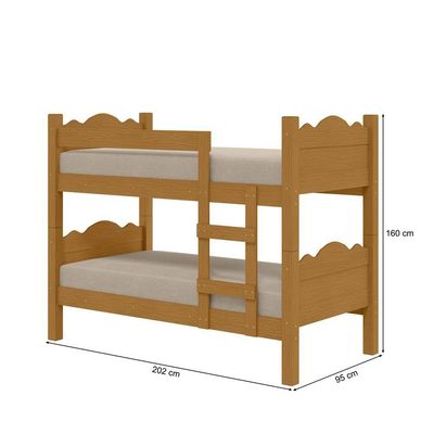 Beliche Pequim Art Panta 100% Mdf C/ Escada Vira 2 Camas P/colchão 188x88- Super Reforçada - Nature