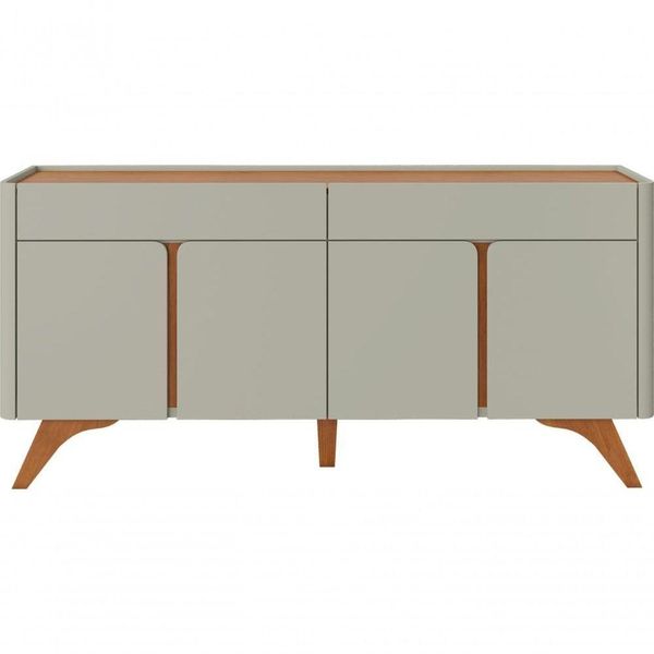 Buffet Aros 4 Portas Pés Madeira Maciça - Mavaular Off White-naturale