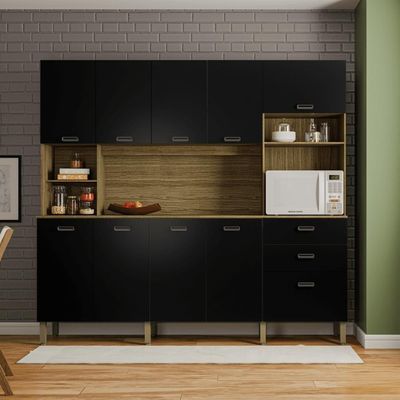 Kit Cozinha Armários E Portas Intense Freijó Nero